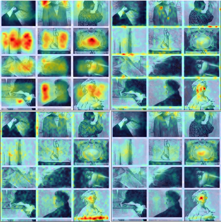 A composite image showing tthe zones activated by different words in the prompt.